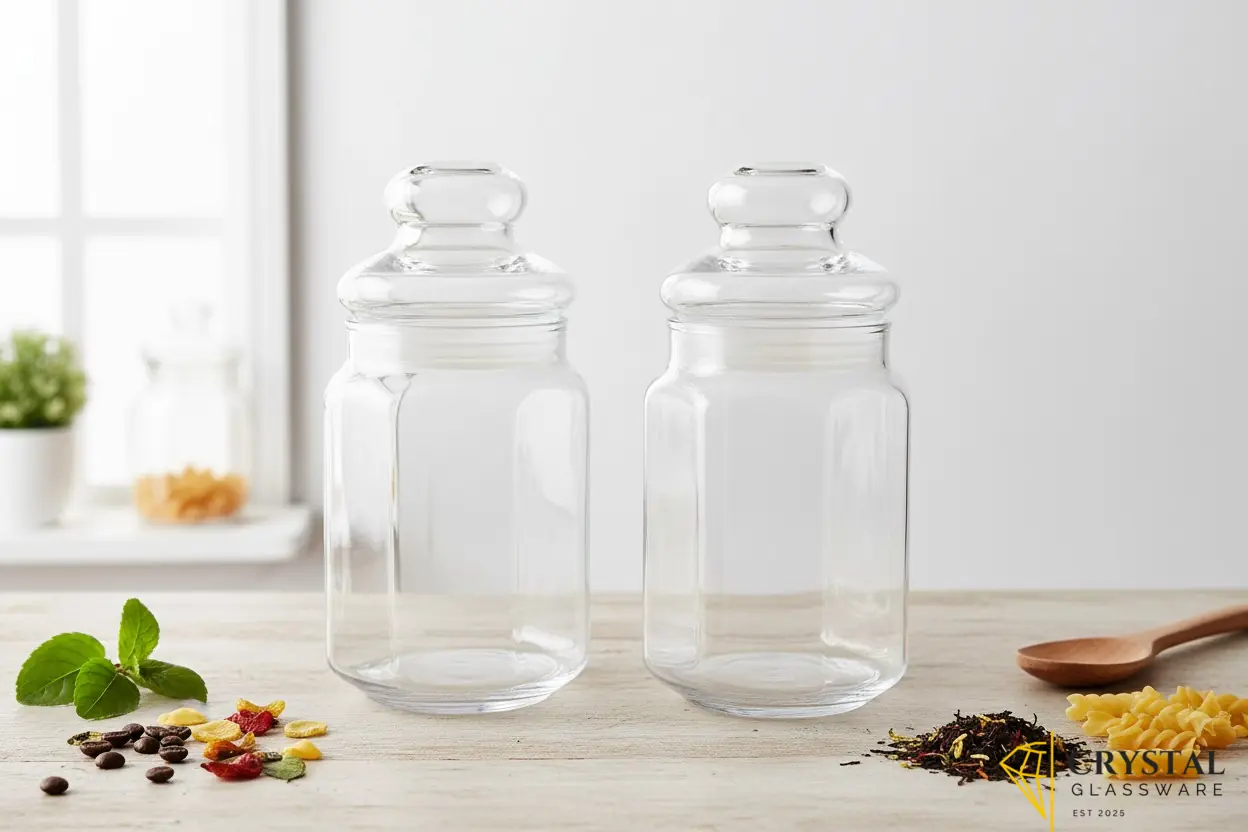 delisoga set of 2 large clear glass storage jars airtight transparent containers
